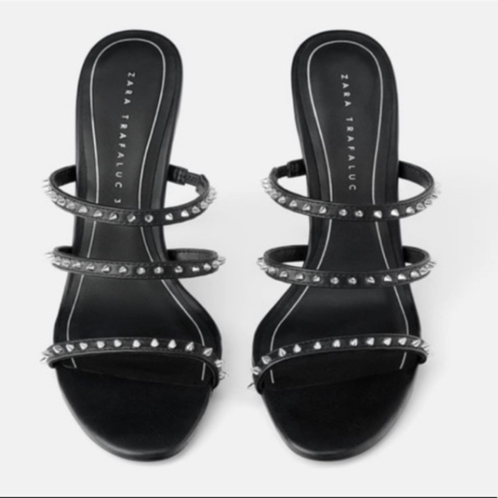 Zara Studded Mule Heels in Black